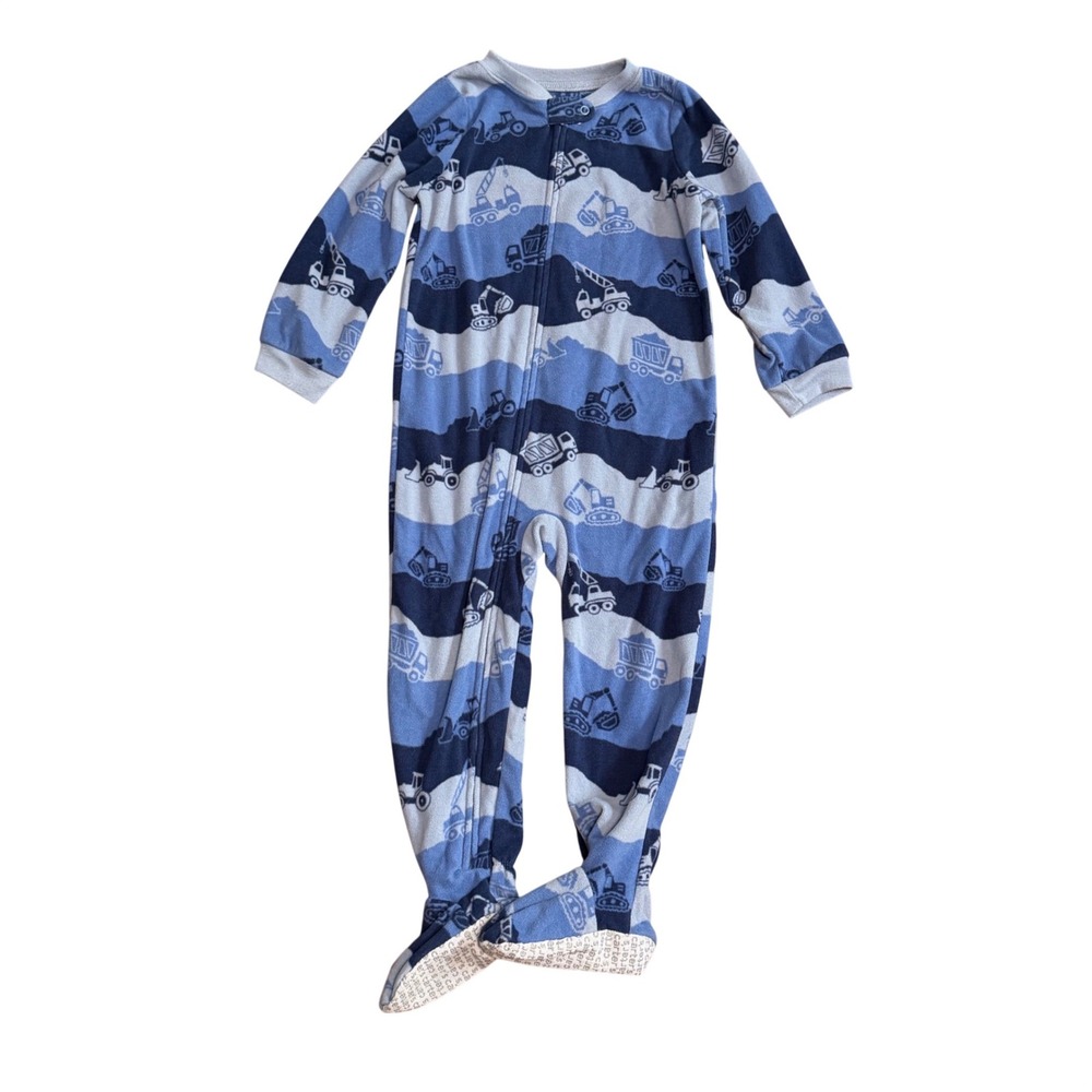 Carters Toddler Boys 4T Fleece Footed Pajamas Lot 3 Santa Trucks Winter Fall - Picture 6 of 13